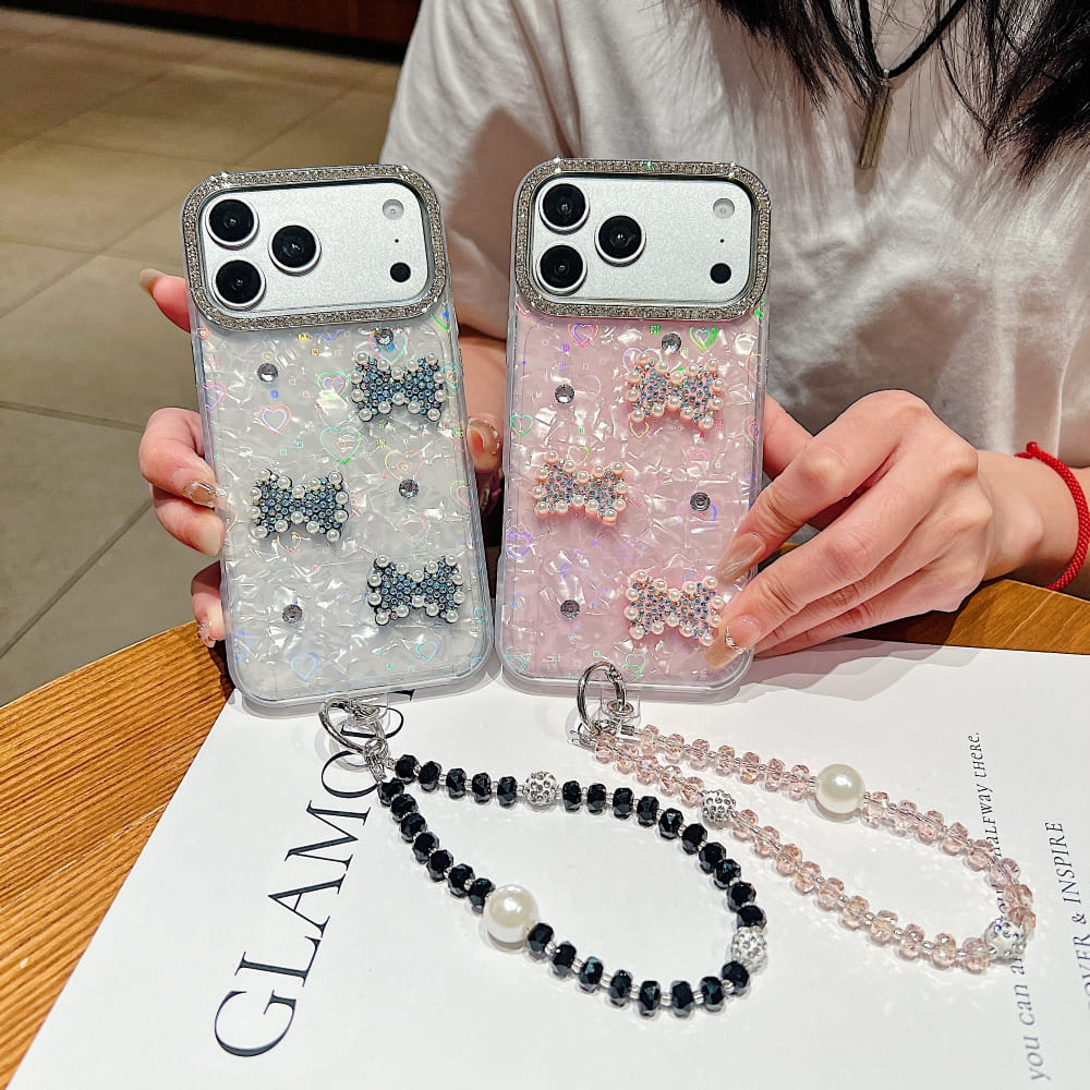 Shimmer Bow Wristlet Phone Case
