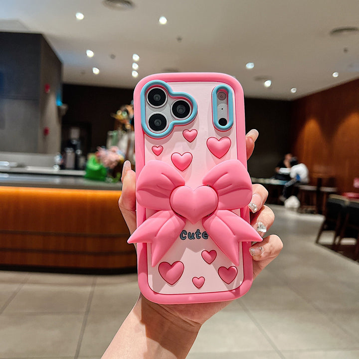 Cute Girl Bow Holder Soft Silicone Mobile Phone Case for iPhone
