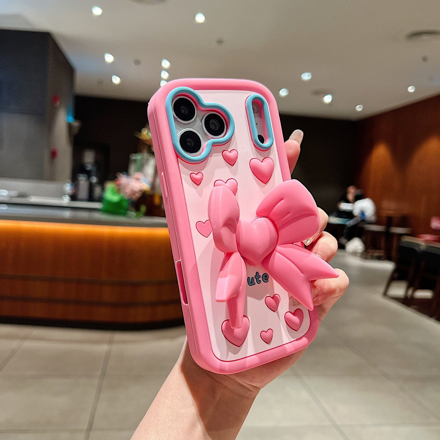 Cute Girl Bow Holder Soft Silicone Mobile Phone Case for iPhone