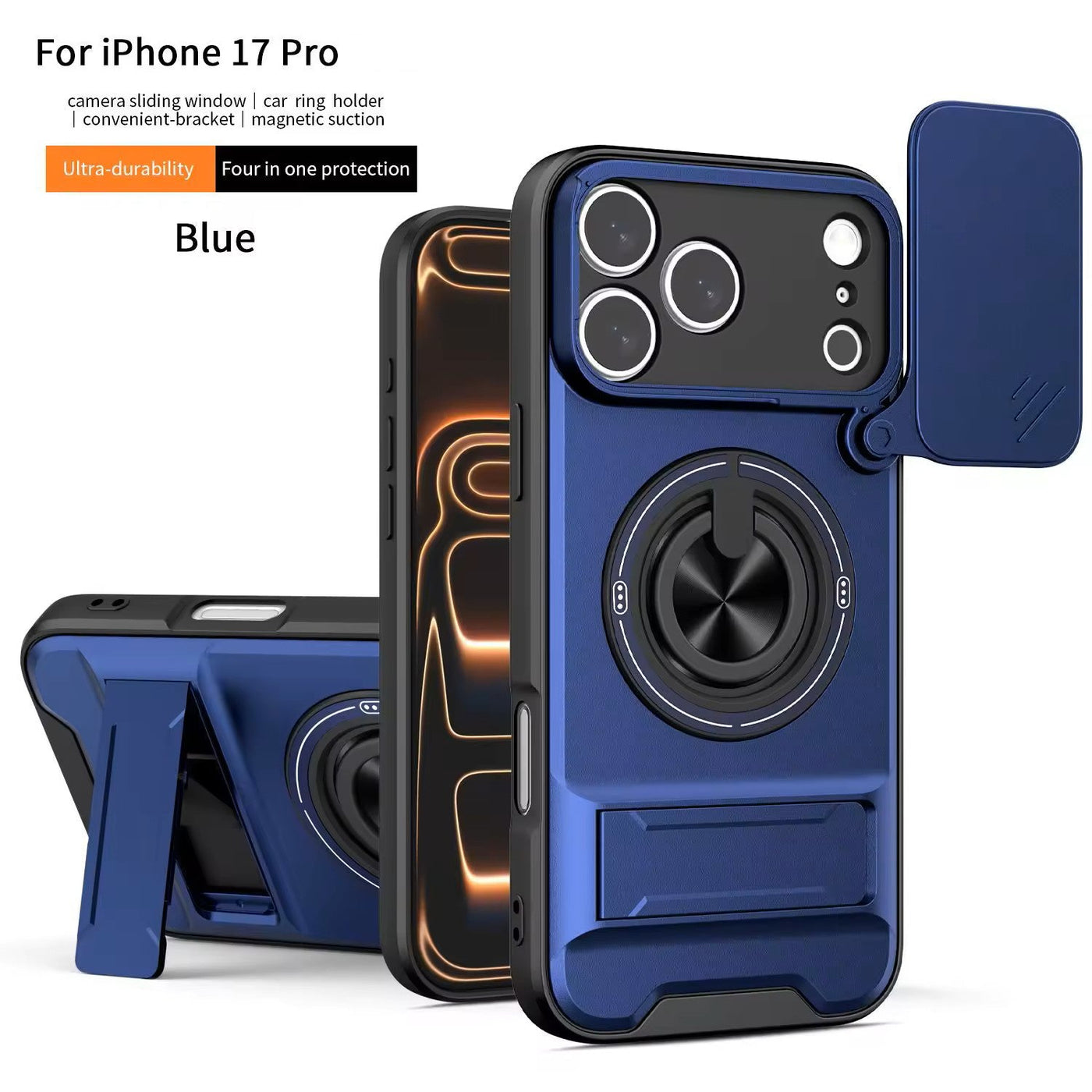 Slide Camera Lens Protection Amor Shockproof Magnetic Phone Case for iPhone