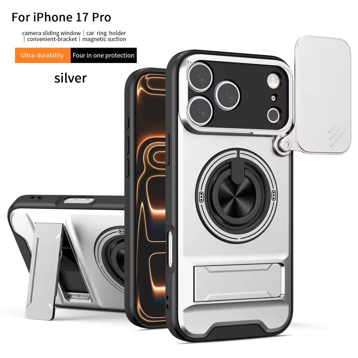 Slide Camera Lens Protection Amor Shockproof Magnetic Phone Case for iPhone
