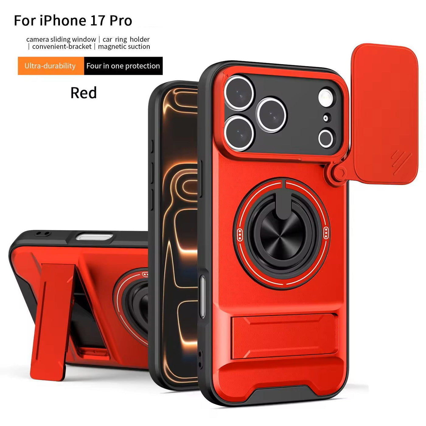 Slide Camera Lens Protection Amor Shockproof Magnetic Phone Case for iPhone